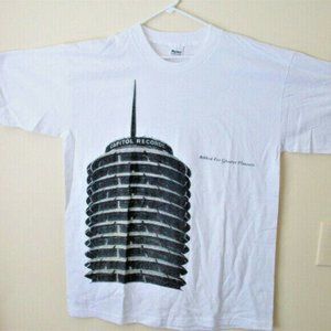 CAPITOL Records Label Shirt Sz XL S/S Ribbed For Your Pleasure VINTAGE